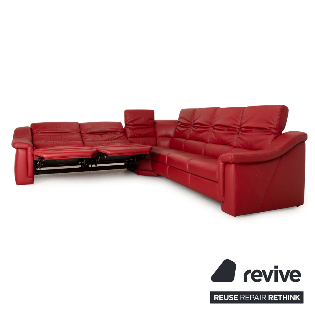 Himolla Planopoly Leder Ecksofa Rot manuelle Funktion Sofa Couch