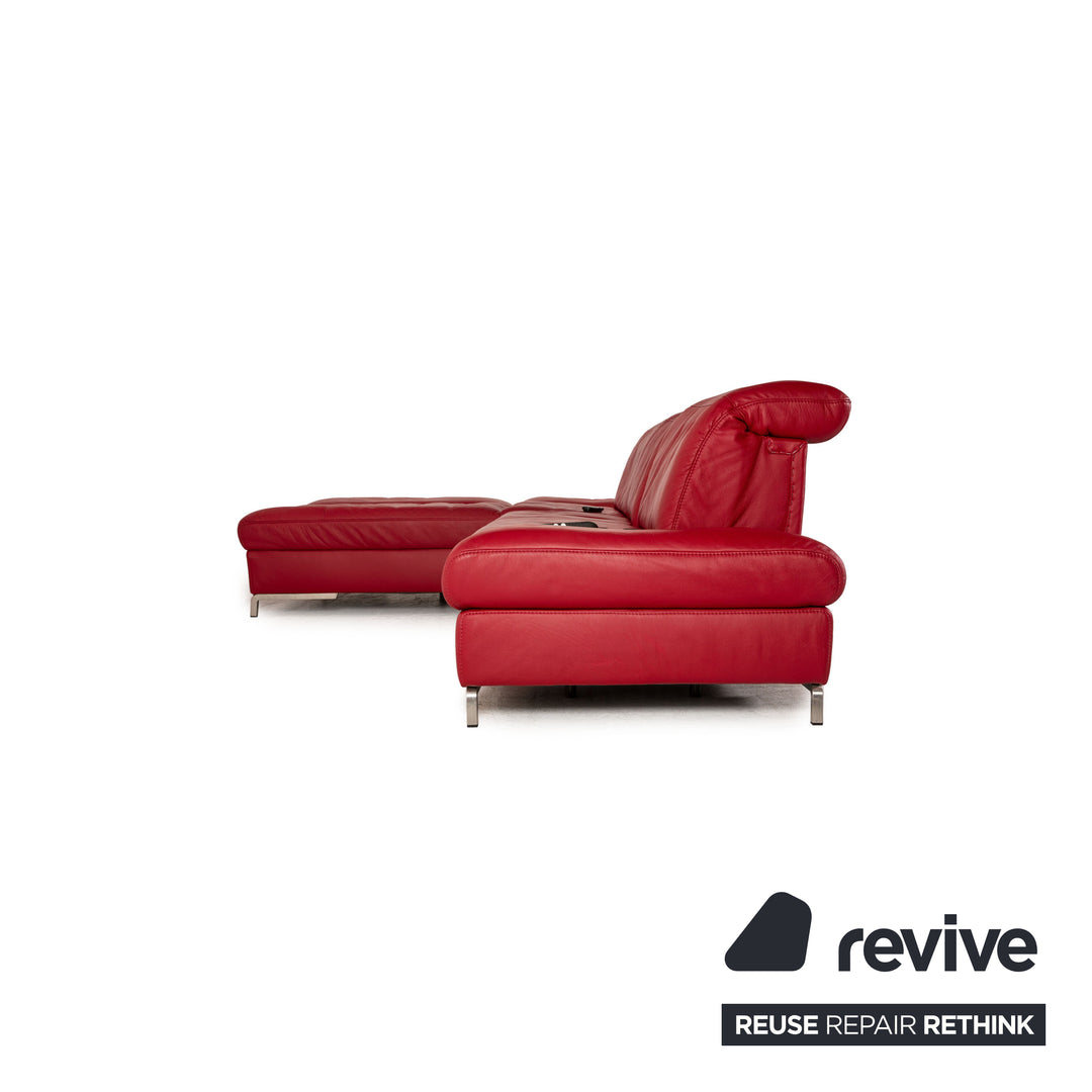 Himolla Planopoly leather corner sofa red sofa couch electr. function