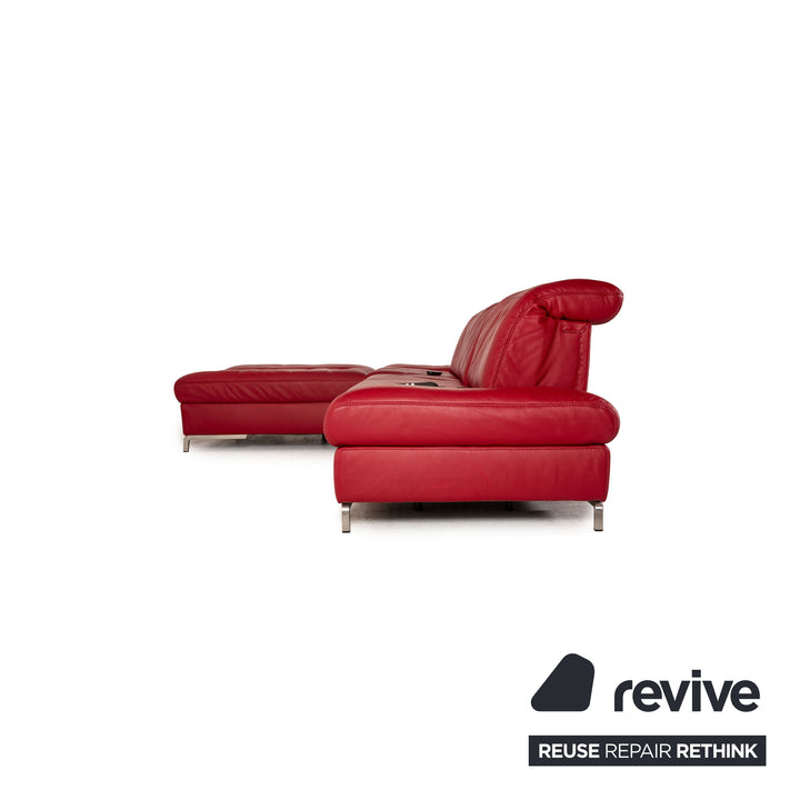 Himolla Planopoly leather corner sofa red sofa couch electr. function