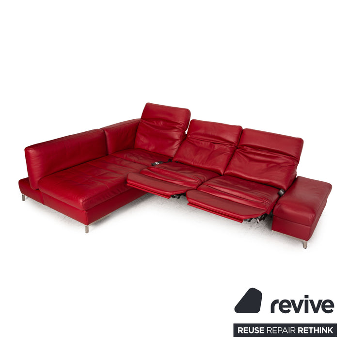 Himolla Planopoly leather corner sofa red sofa couch electr. function
