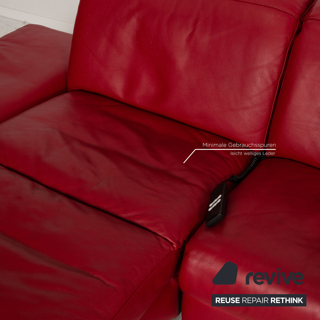 Himolla Planopoly leather corner sofa red sofa couch electr. function