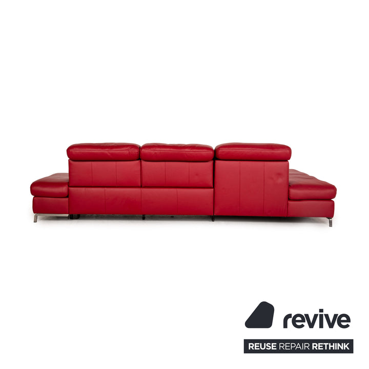 Himolla Planopoly leather corner sofa red sofa couch electr. function