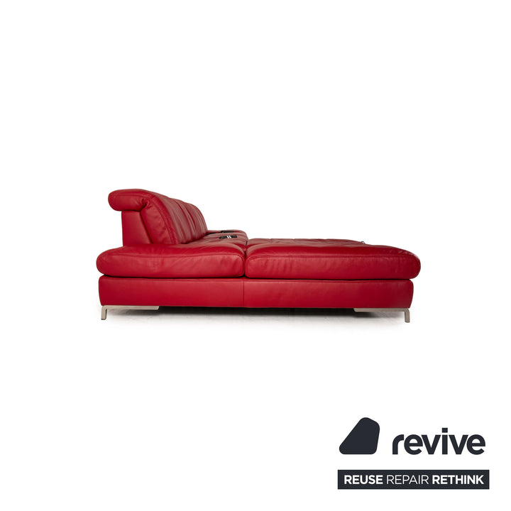 Himolla Planopoly leather corner sofa red sofa couch electr. function