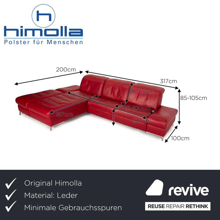 Himolla Planopoly leather corner sofa red sofa couch electr. function
