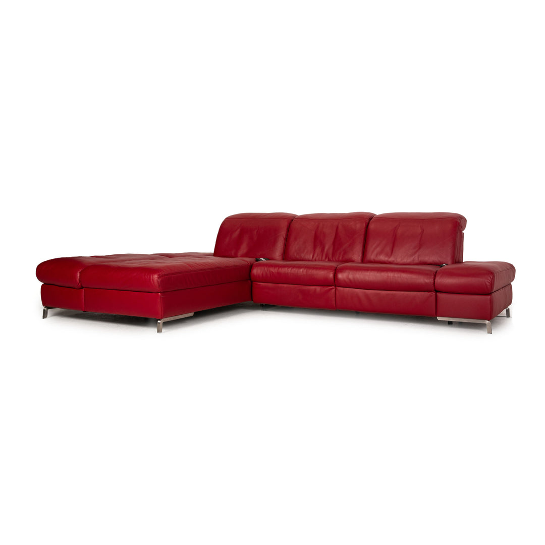 Himolla Planopoly leather corner sofa red sofa couch electr. function