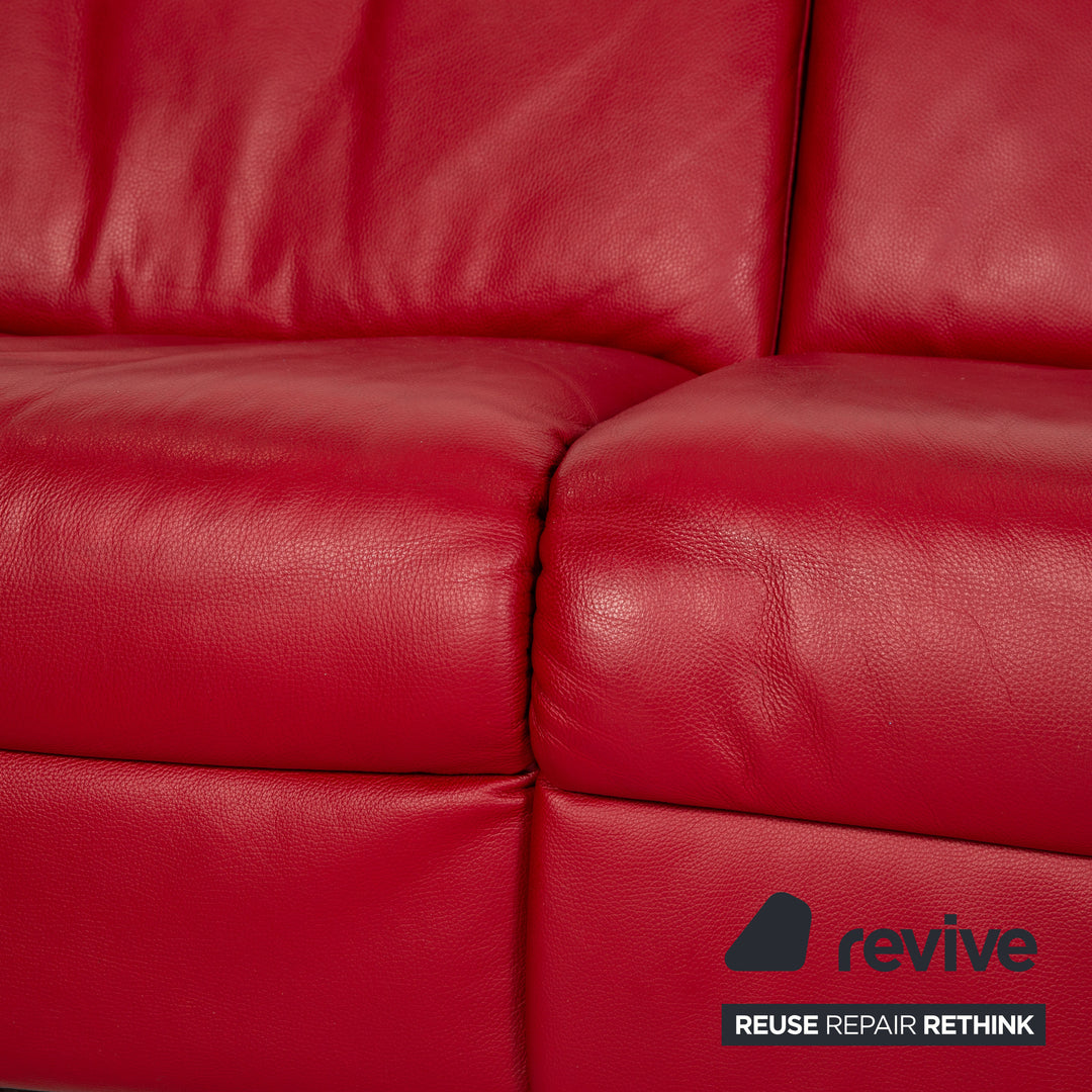 Himolla Planopoly leather corner sofa red sofa couch electr. function