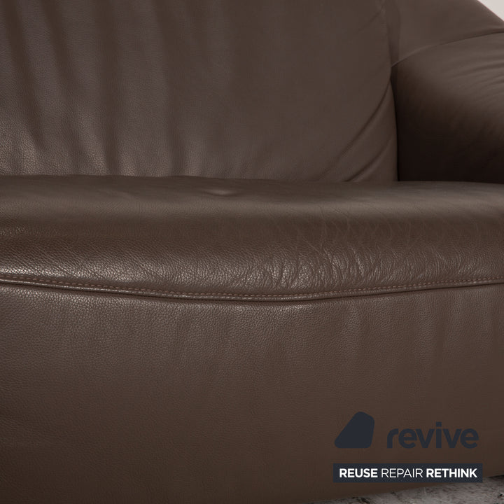Himolla Planopoly Motion Leder Dreisitzer Grau Sofa Couch Funktion