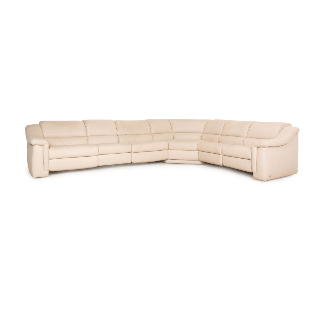 Himolla Planopoly Motion Leder Ecksofa Creme Grau elektrische Funktion Sofa Couch
