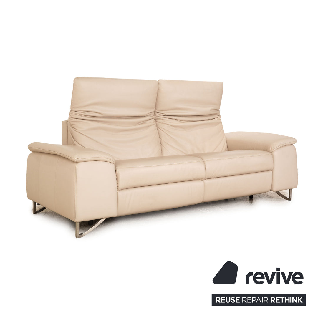 Himolla Planopoly Motion Leather Two Seater Cream Electric Function Sofa Couch