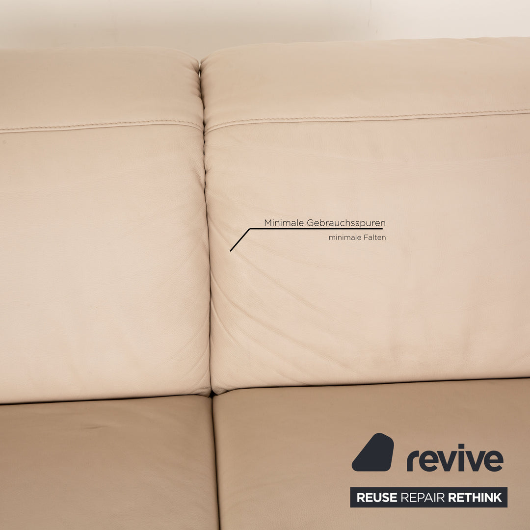 Himolla Planopoly Motion Leather Two Seater Cream Electric Function Sofa Couch