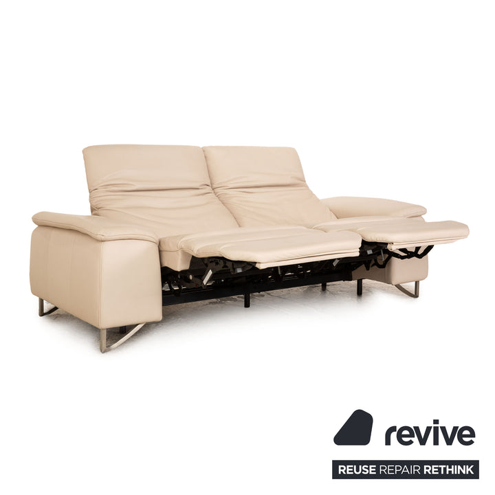 Himolla Planopoly Motion Leather Two Seater Cream Electric Function Sofa Couch