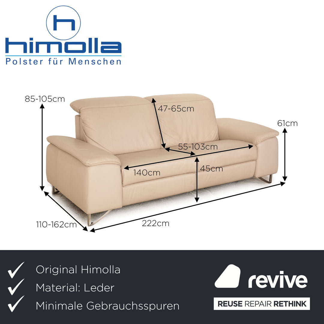 Himolla Planopoly Motion Leather Two Seater Cream Electric Function Sofa Couch