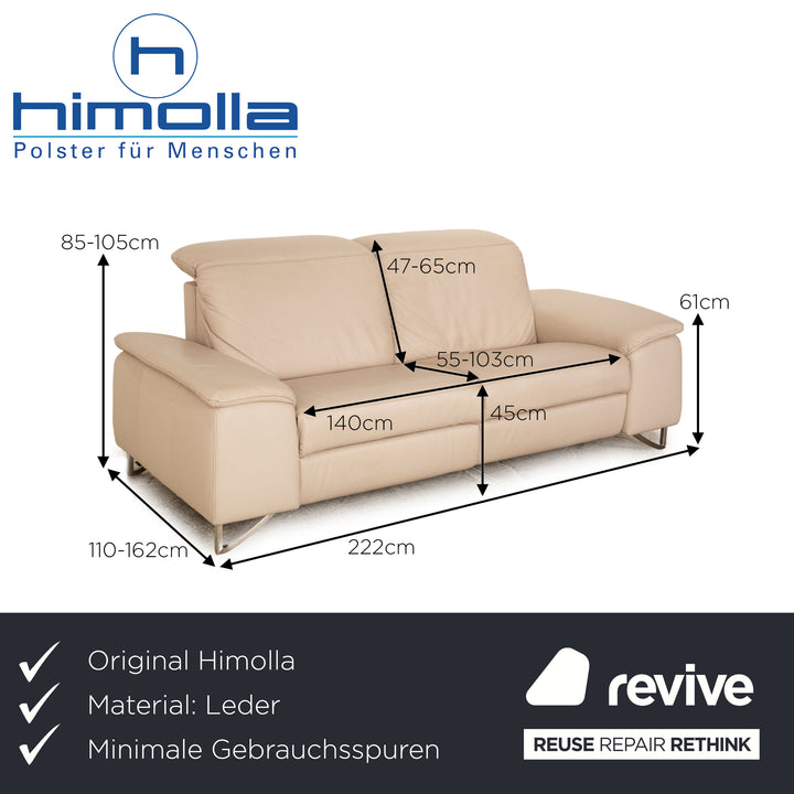 Himolla Planopoly Motion Leather Two Seater Cream Electric Function Sofa Couch