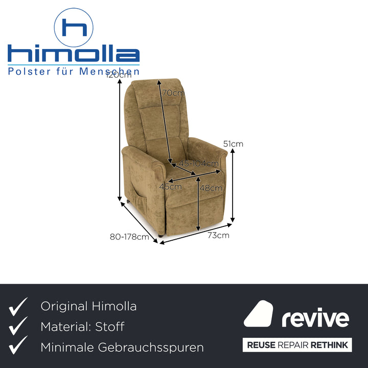 Himolla Quartett 9773 fabric armchair gray olive green electric function stand-up aid
