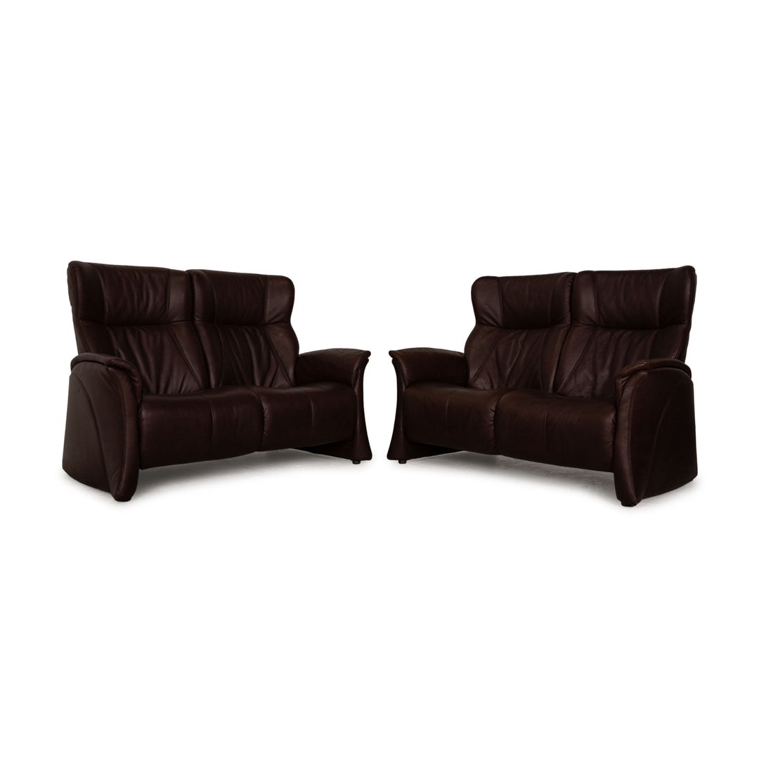 Himolla Soft Leather Sofa Set Brown Two Seater Couch