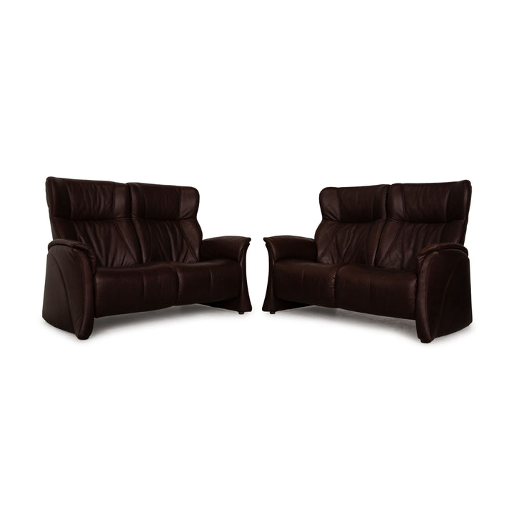 Himolla Soft Leather Sofa Set Brown Two Seater Couch