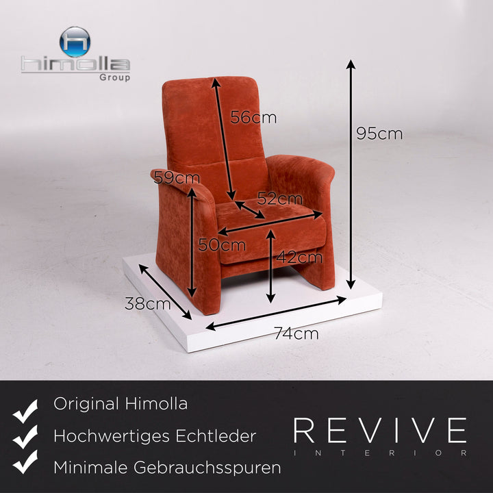 Himolla Stoff Sessel Garnitur Orange Rostrot 1x Sessel 1x Hocker #11542