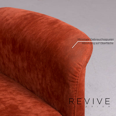 Himolla Stoff Sofa Garnitur Orange Rostrot 1x Dreisitzer 1x Sessel 1x Hocker #11541