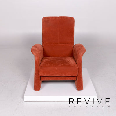 Himolla Stoff Sofa Garnitur Orange Rostrot 1x Dreisitzer 1x Sessel 1x Hocker #11541