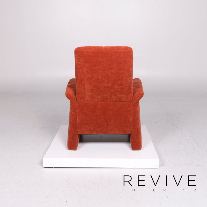 Himolla Stoff Sofa Garnitur Orange Rostrot 1x Dreisitzer 1x Sessel 1x Hocker 