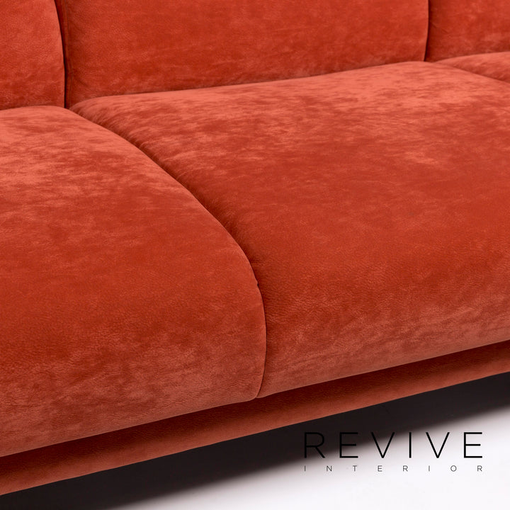 Himolla Stoff Sofa Orange Rostrot Dreisitzer Couch #11216