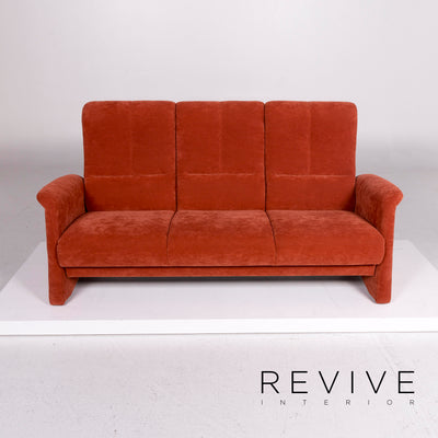 Himolla Stoff Sofa Garnitur Orange Rostrot 1x Dreisitzer 1x Sessel 1x Hocker #11541