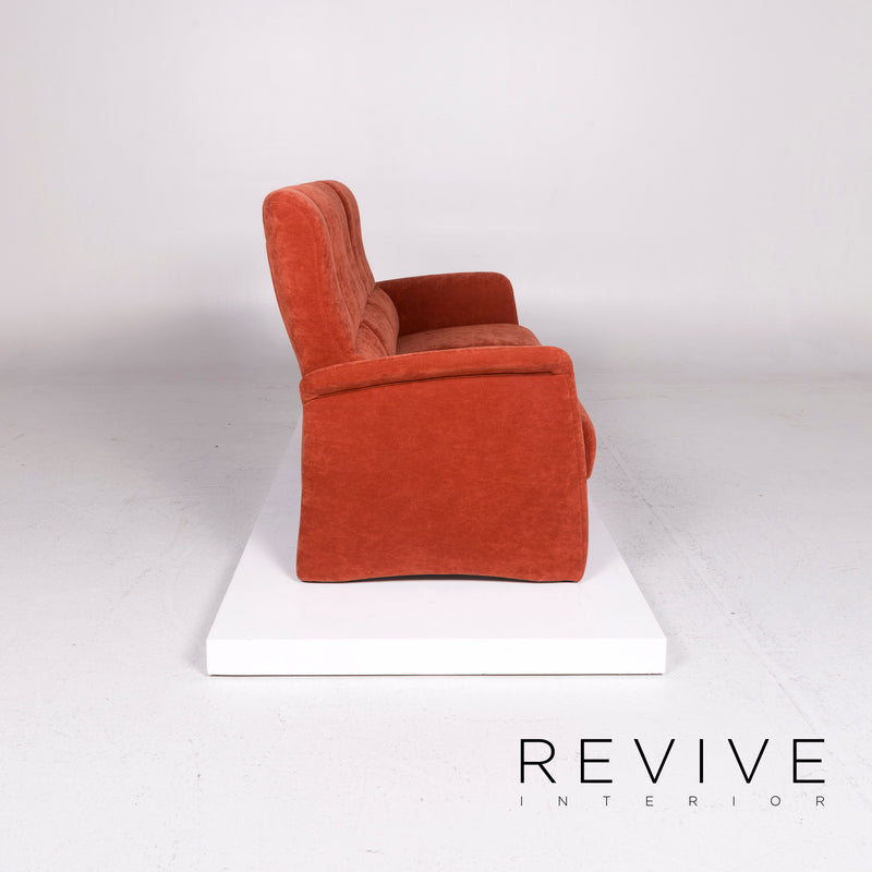 Himolla Stoff Sofa Garnitur Orange Rostrot 1x Dreisitzer 1x Sessel 1x Hocker 