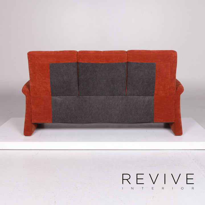Himolla Fabric Sofa Orange Rust Red Three Seater Couch #11216