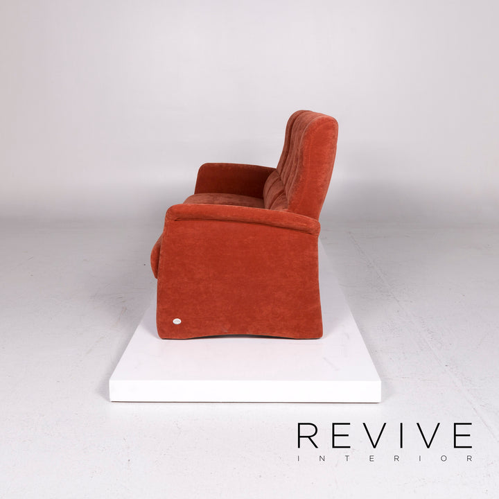 Himolla fabric sofa set orange rust red 1x three-seater 1x armchair 1x stool #11541