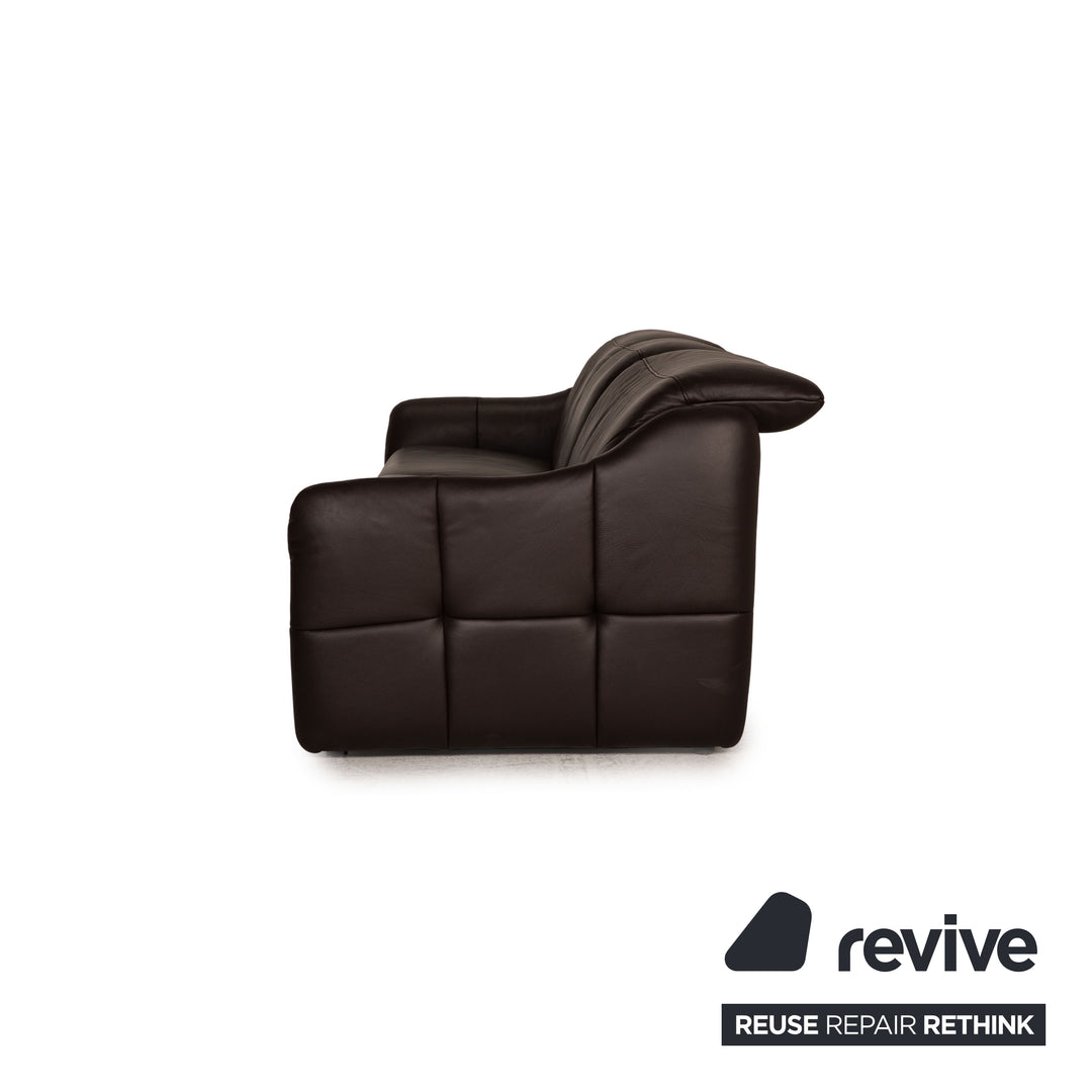 Himolla TANGRAM leather sofa dark brown three-seater couch function relax function