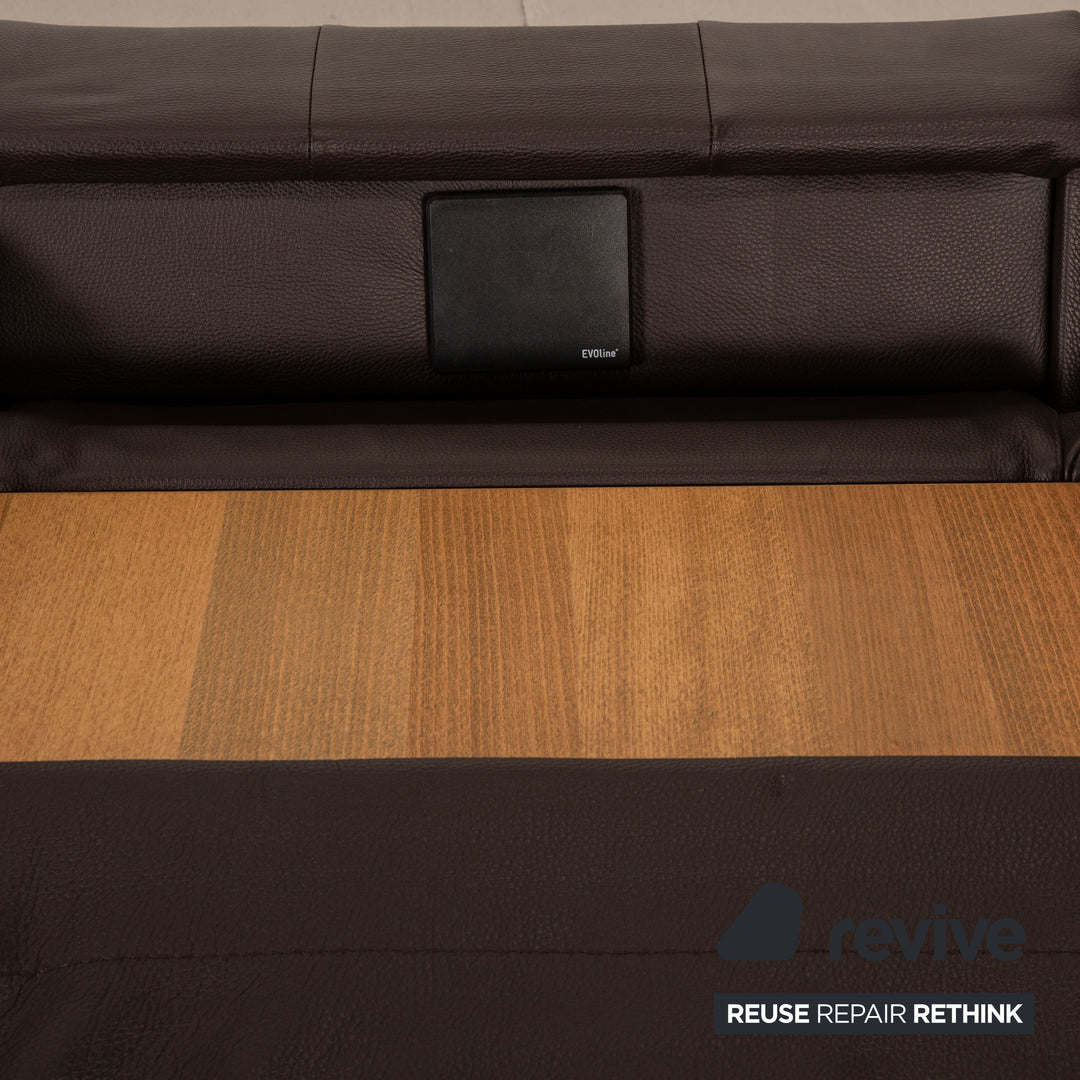 Himolla TANGRAM leather sofa dark brown three-seater couch function relax function