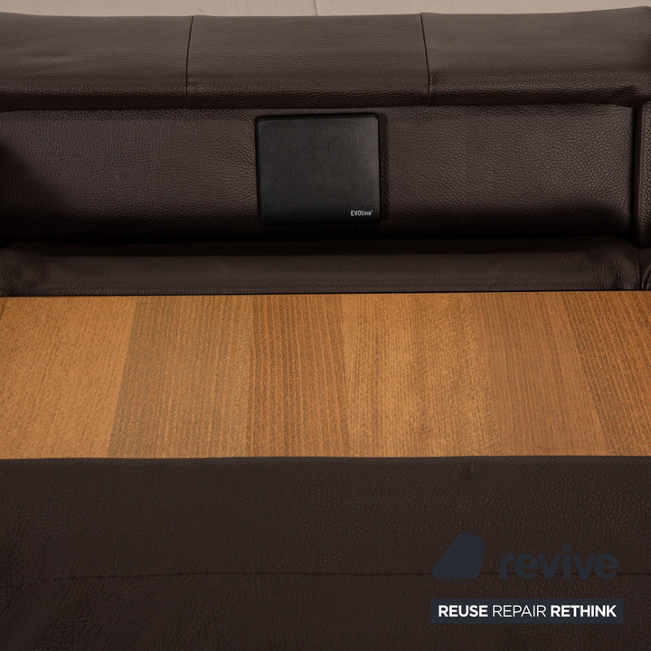 Himolla TANGRAM leather sofa dark brown three-seater couch function relax function