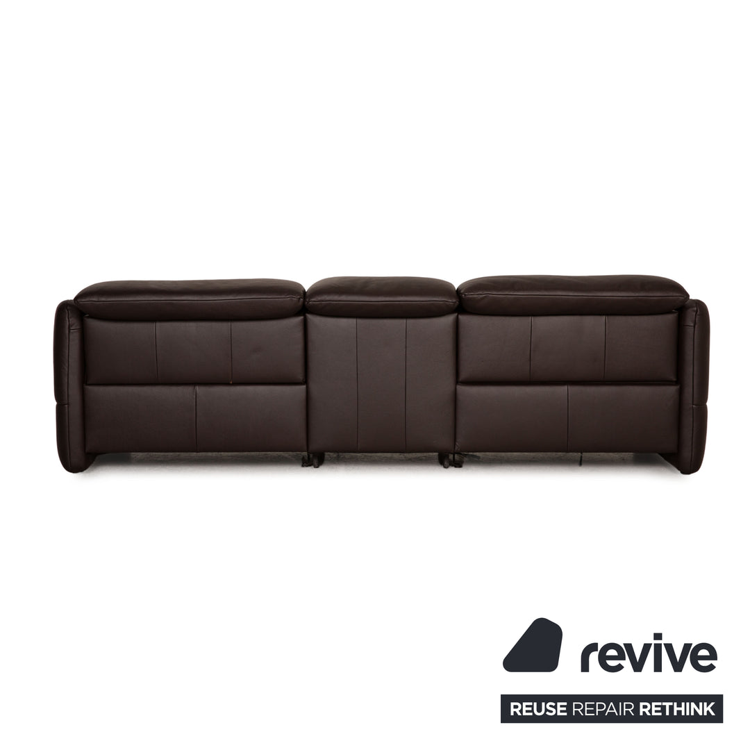 Himolla TANGRAM leather sofa dark brown three-seater couch function relax function