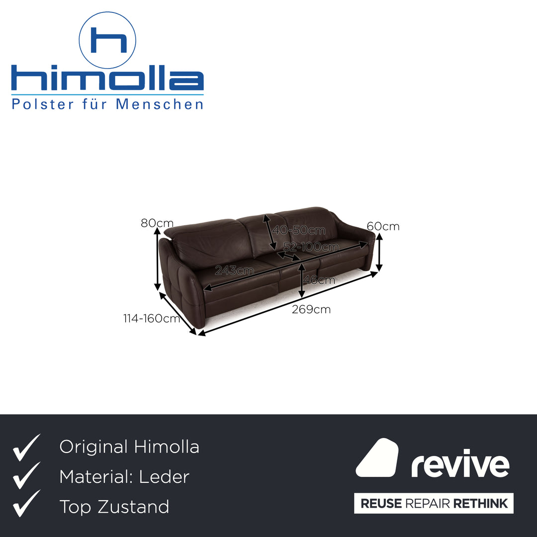 Himolla TANGRAM leather sofa dark brown three-seater couch function relax function