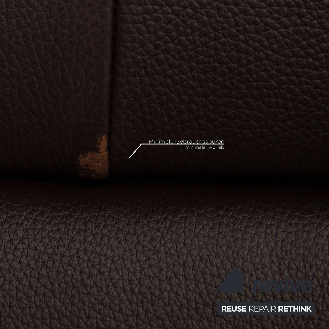 Himolla TANGRAM leather sofa dark brown three-seater couch function relax function