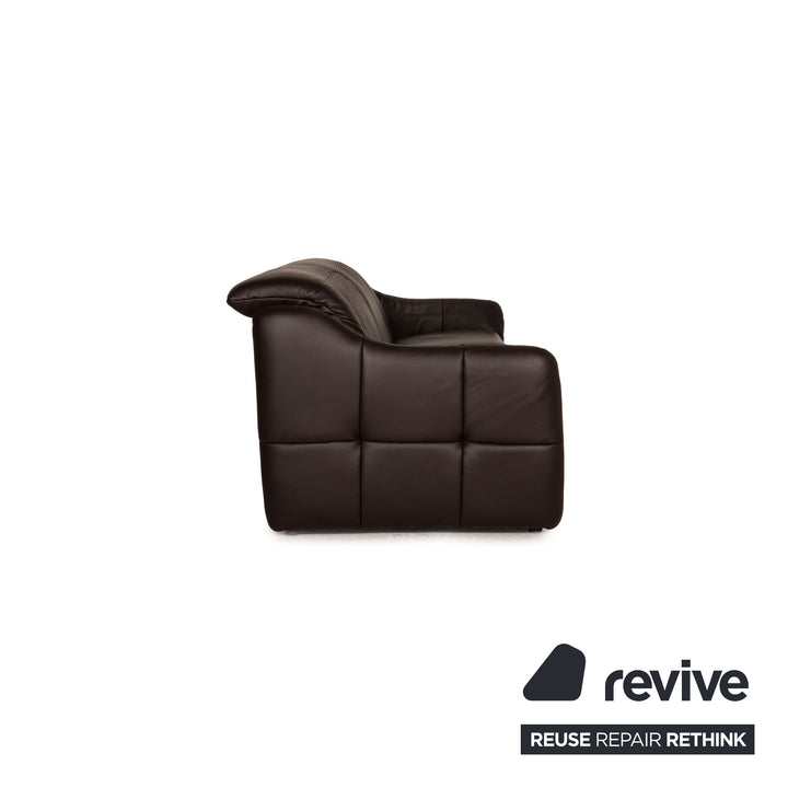 Himolla TANGRAM leather sofa dark brown three-seater couch function relax function