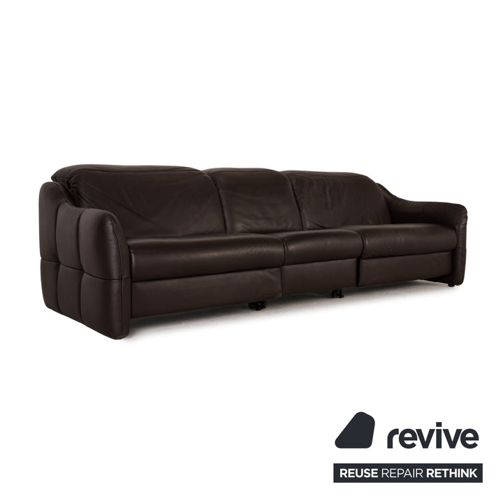 Himolla TANGRAM leather sofa dark brown three-seater couch function relax function