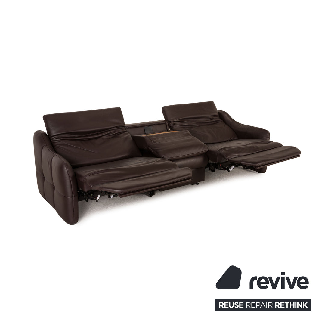 Himolla TANGRAM leather sofa dark brown three-seater couch function relax function