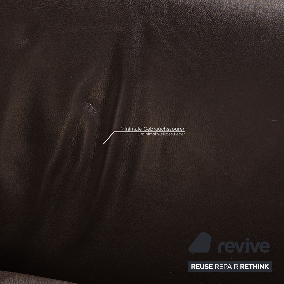 Himolla TANGRAM leather sofa dark brown three-seater couch function relax function