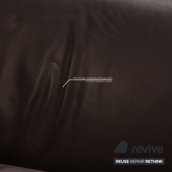 Himolla TANGRAM leather sofa dark brown three-seater couch function relax function