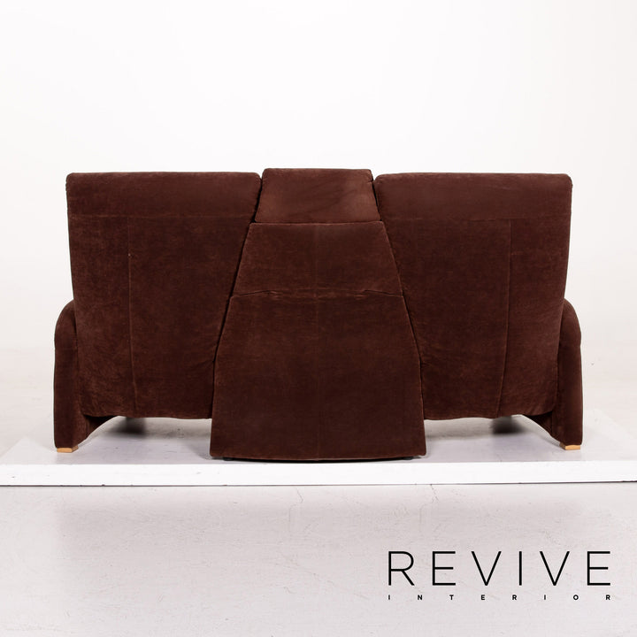 Himolla trapeze Alcantara fabric brown three-seater relax function couch #14973