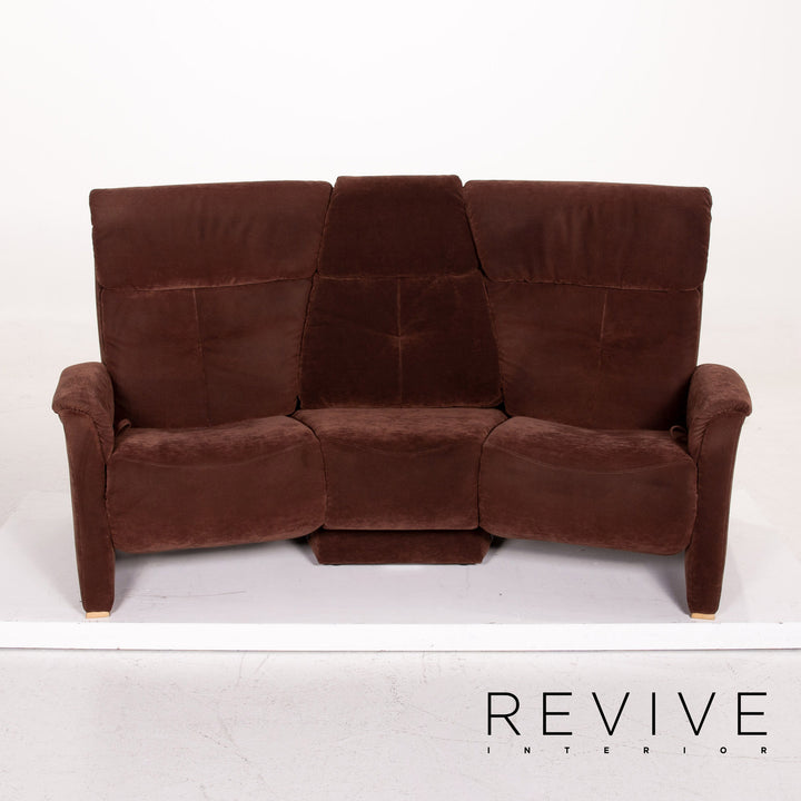 Himolla trapeze Alcantara fabric brown three-seater relax function couch #14973