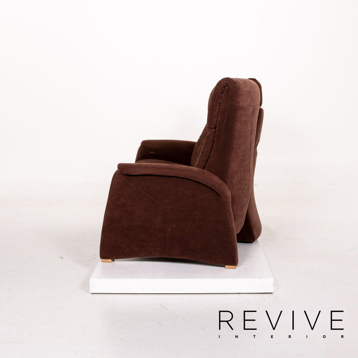 Himolla trapeze Alcantara fabric brown three-seater relax function couch #14973