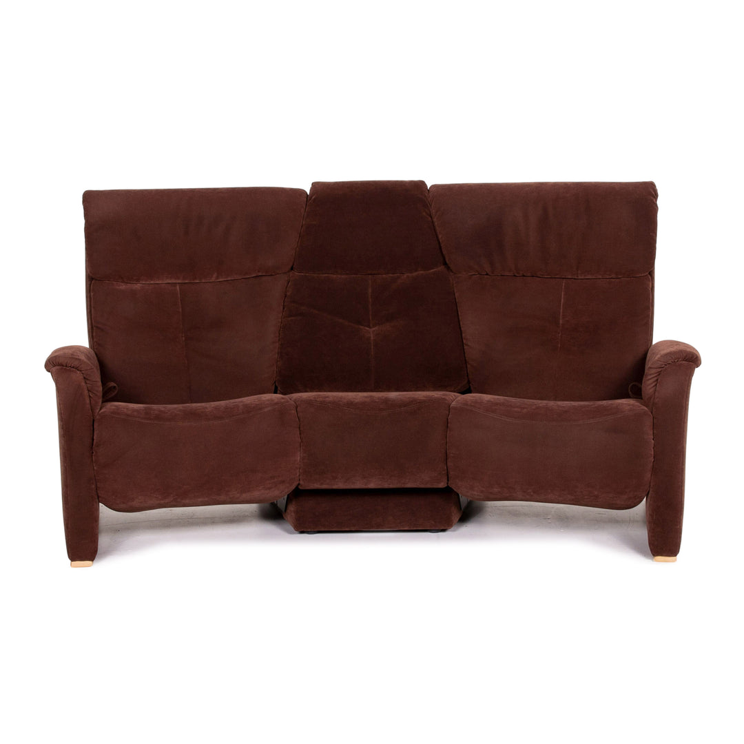 Himolla trapeze Alcantara fabric brown three-seater relax function couch #14973