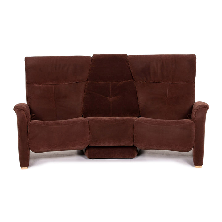 Himolla trapeze Alcantara fabric brown three-seater relax function couch #14973