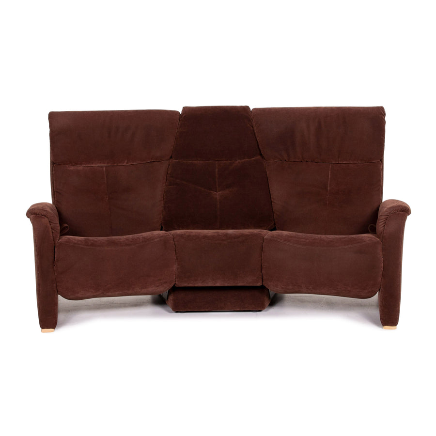 Himolla Trapez Alcantara Stoff Braun Dreisitzer Relaxfunktion Funktion Couch #14973