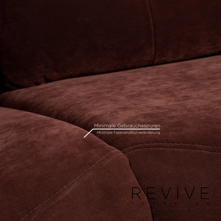 Himolla trapeze Alcantara fabric brown three-seater relax function couch #14973