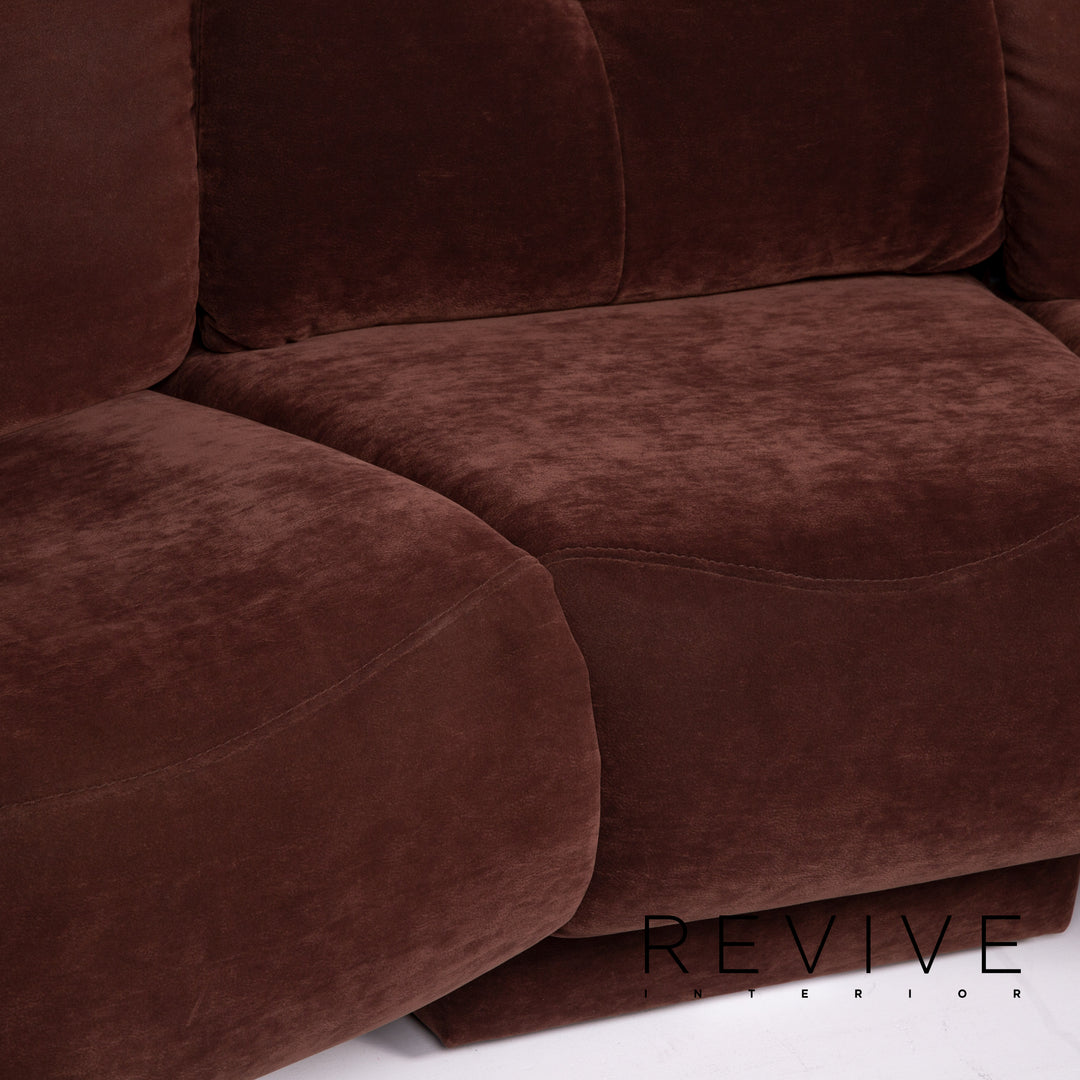Himolla trapeze Alcantara fabric brown three-seater relax function couch #14973