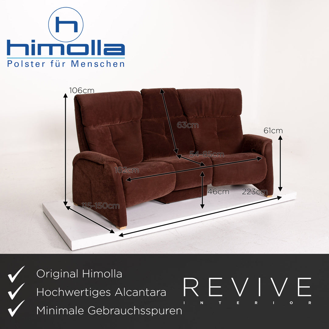 Himolla trapeze Alcantara fabric brown three-seater relax function couch #14973