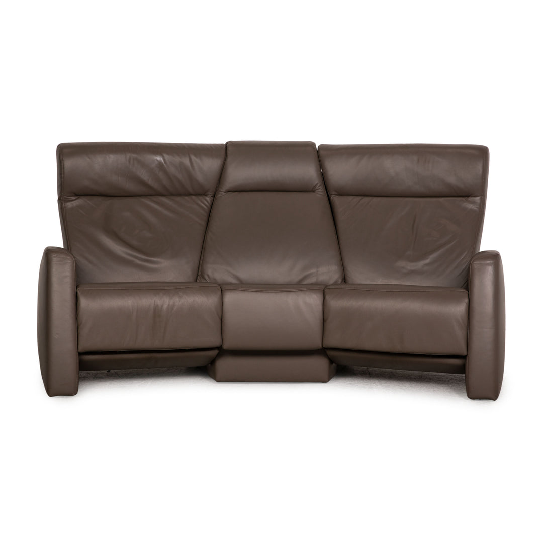 Himolla Trapez Leder Dreisitzer Taupe Braun Sofa Couch Funktion Relaxfunktion